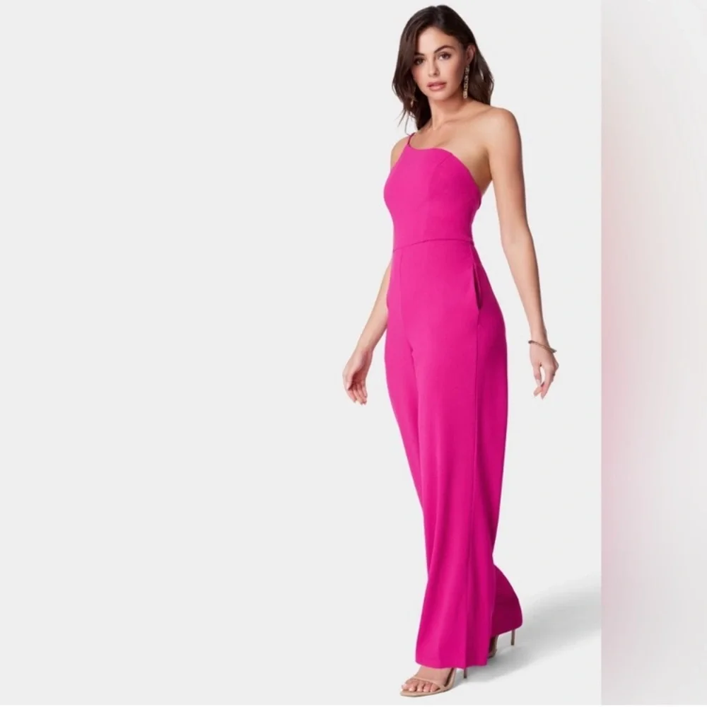 Crystal Sky Vibrant Pink One-Shoulder Jumpsuit, Women’s Size Medium - Picture 2 of 8